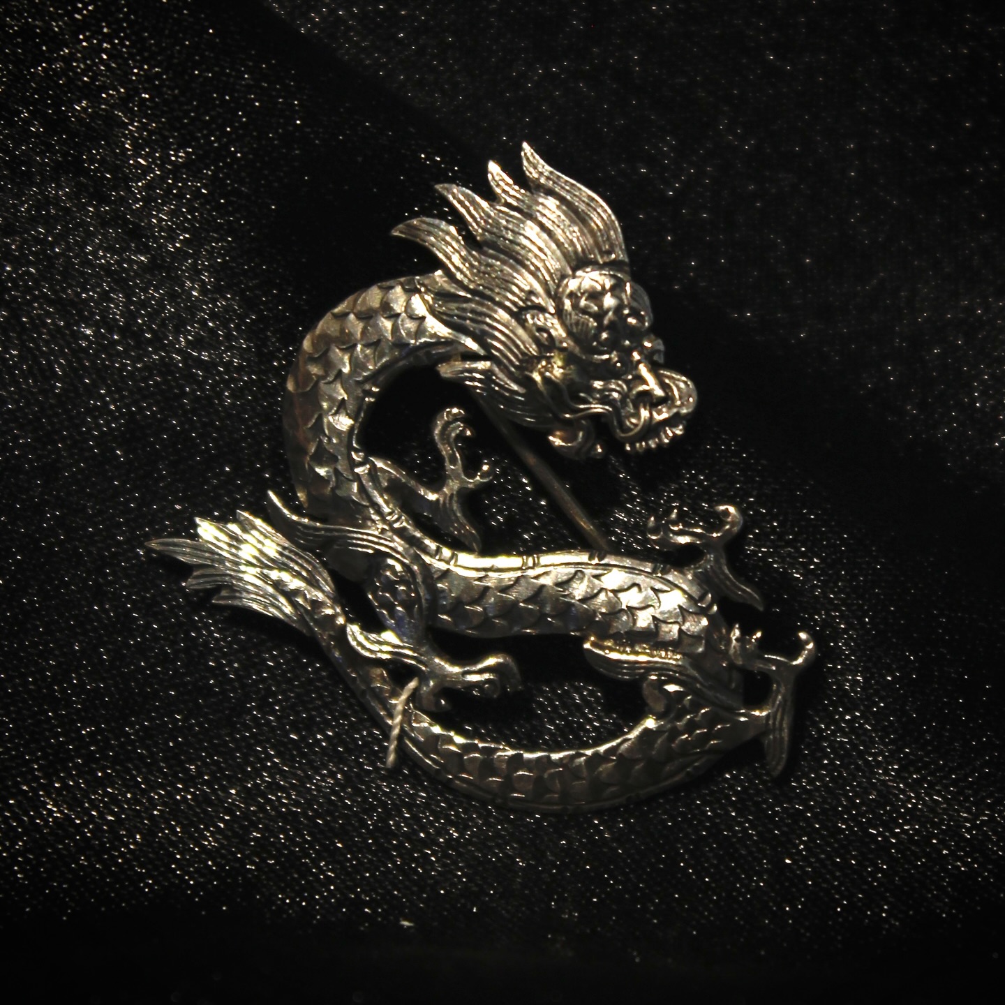 Elegant and fierce Handmade Silver Dragon Brooch a timeless symbol of strength and artistry. - View 1