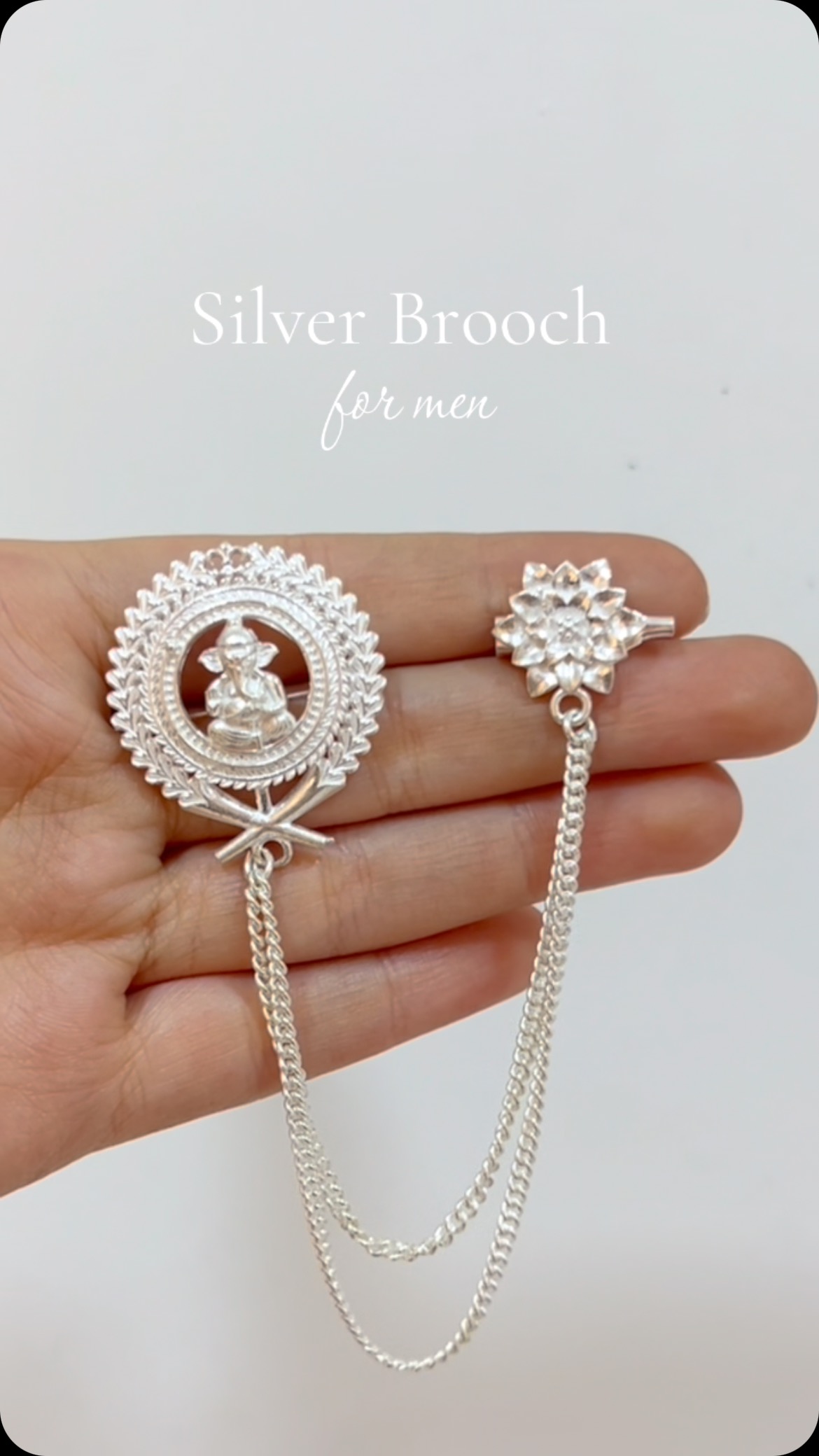 Silver Brooch for men - View 1
