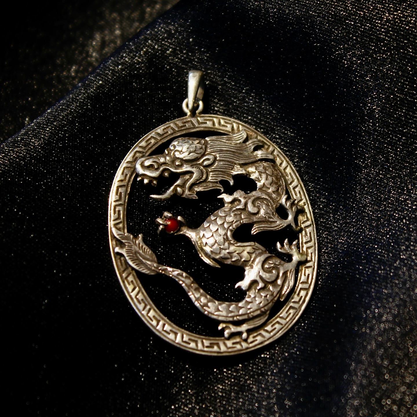 Handcrafted in silver this dragon locket from the Artisan Collection carries power protection and - View 1
