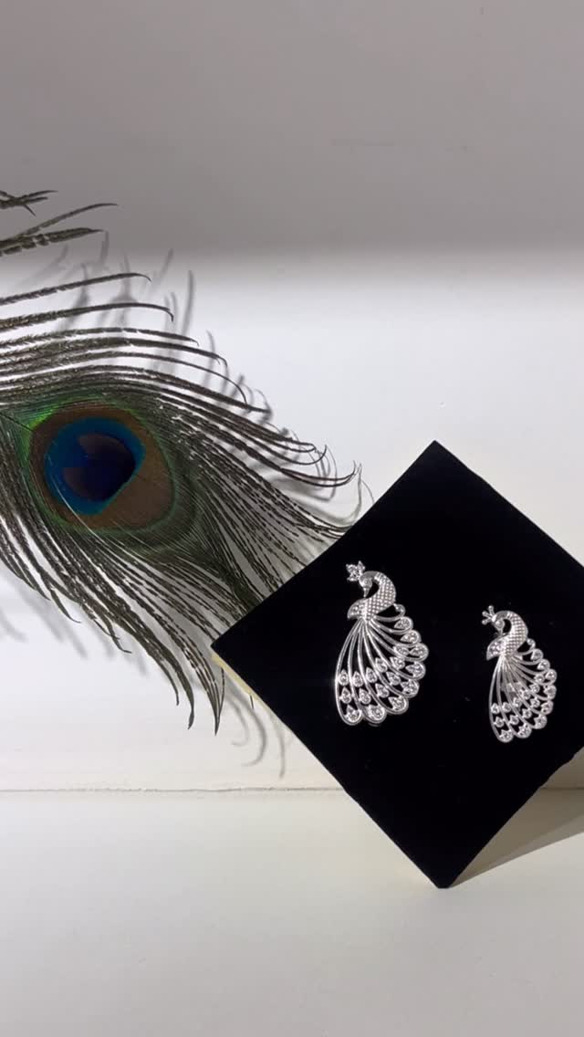 Intricate Silver Peacock Brooch - View 1